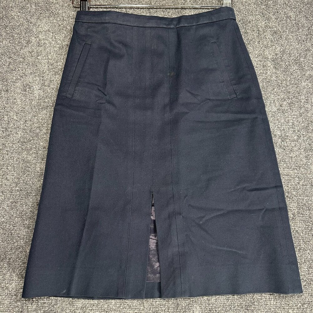 J Crew Skirt Womens 0 A Line in Bi Stretch Cotton Back Zip Front Vent Lined Blue